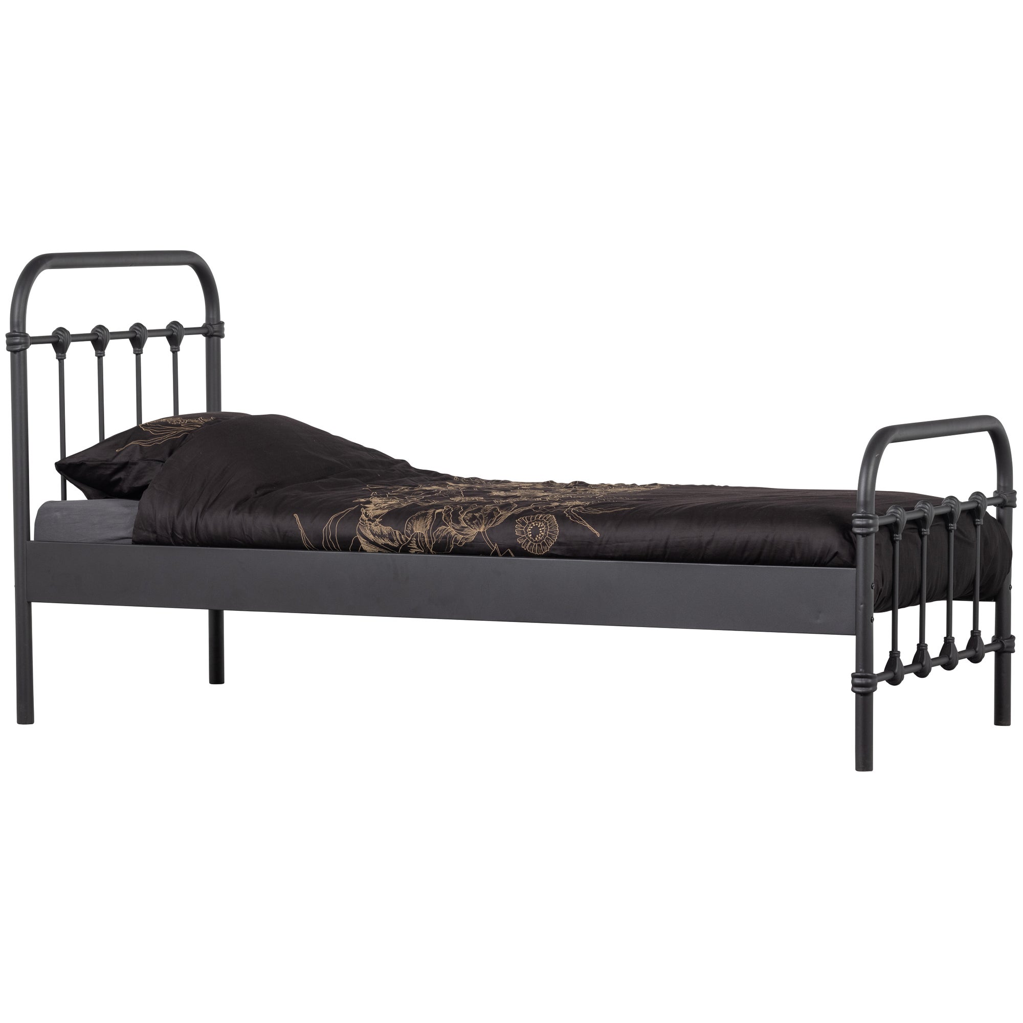 Moos Bed Metaal Zwart 90x200 Cm